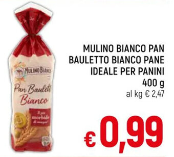 A&O MULINO BIANCO PAN BAULETTO BIANCO PANE IDEALE PER PANINI 400 g offerta