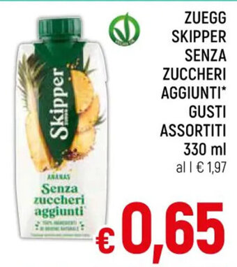 A&O ZUEGG SKIPPER SENZA ZUCCHERI AGGIUNTI* GUSTI ASSORTITI 330 ml offerta