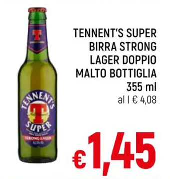 A&O TENNENT'S SUPER BIRRA STRONG LAGER DOPPIO MALTO BOTTIGLIA 355 ml offerta