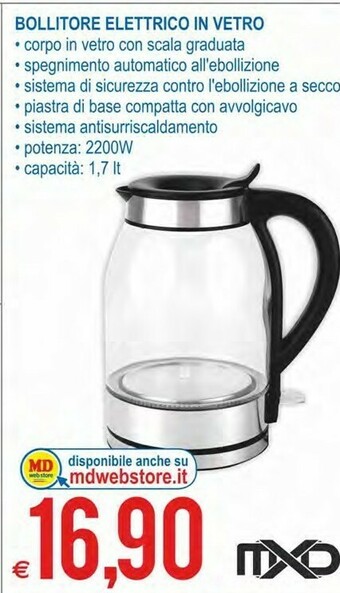 MD Discount Bollitore Elettrico In Vetro offerta