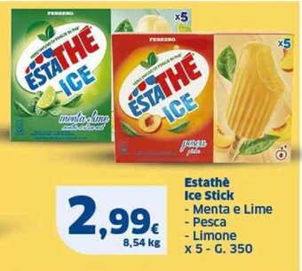 Sigma Estathè Ice Stick - Menta e Lime - Pesca - Limone x 5 - G. 350 offerta