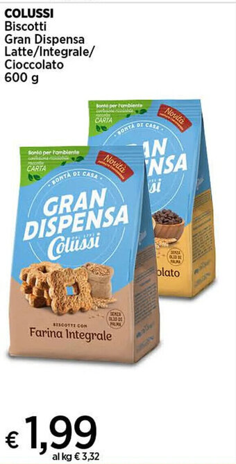 Crai COLUSSI Biscotti Gran Dispensa Latte/Integrale/ Cioccolato 600 g offerta