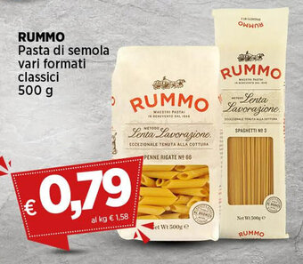 Crai RUMMO Pasta di semola vari formati classici 500 g offerta