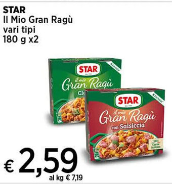 Crai STAR Il Mio Gran Ragù vari tipi 180 g x2 offerta