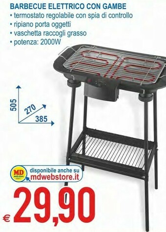 MD Discount Barbecue Elettrico Con Gambe offerta