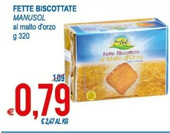 MD Discount ManuSol Fette Biscottate Al Malto D'Orzo 320 G(ml) offerta