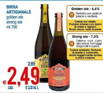 MD Discount Birra Artigianale Golden Ale 750 Ml offerta