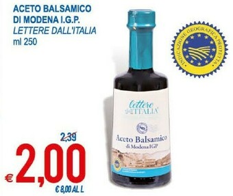 MD Discount Lettere dall'Italia Aceto Balsamico Di Modena IGP offerta