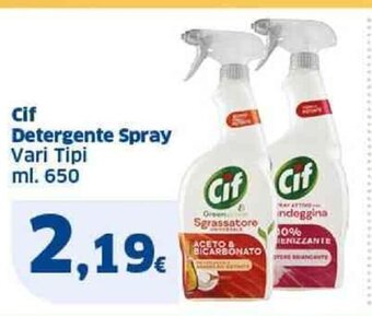 Sigma Cif Detergente Spray Vari Tipi ml. 650 offerta