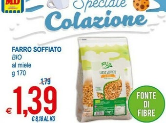 MD Discount Bio - Farro Soffiato Al Miele Biologico 170 G(ml) offerta