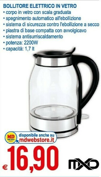 MD Discount Bollitore Elettrico In Vetro offerta