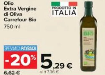 Carrefour Iper Olio Extra Vergine di Oliva Carrefour Bio 750 ml offerta