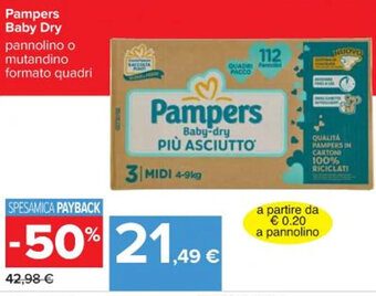 Carrefour Iper Pampers Baby Dry offerta