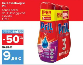 Carrefour Iper Gel Lavastoviglie Pril 1,89 l offerta