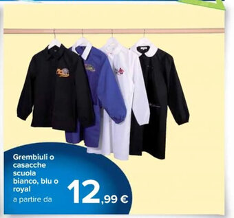 Carrefour Iper Grembiuli o casacche scuola bianco, blu o royal offerta