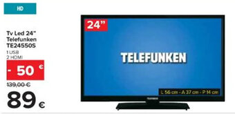 Carrefour Iper Tv Led 24" Telefunken TE24550S offerta