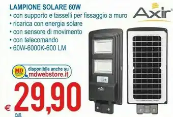 MD Discount Axir Lampione Solare 60W offerta