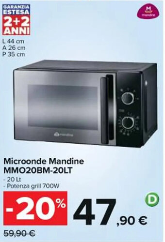 Carrefour Iper Microonde Mandine MMO20BM-20LT offerta
