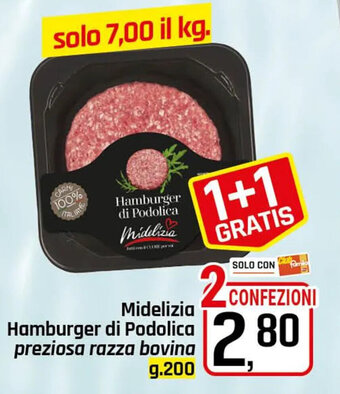 Midelizia Hamburger di Podolica preziosa razza bovina g.200