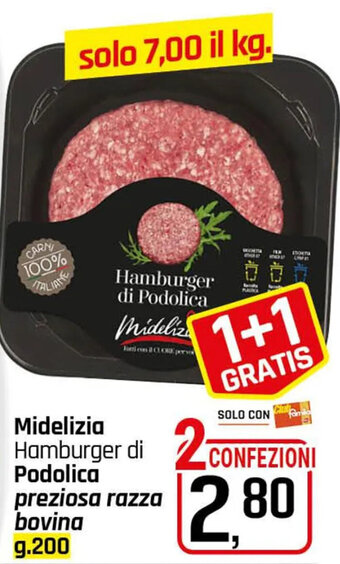 Famila Superstore Midelizia Hamburger di Podolica preziosa razza bovina g.200 offerta