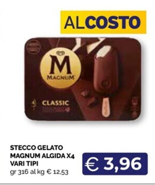 STECCO GELATO MAGNUM ALGIDA X4 VARI TIPI gr 316 offerta di Maxisconto