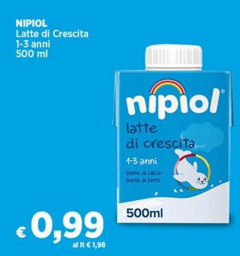 Coop Radenza NIPIOL Latte di Crescita 1-3 anni 500 ml offerta