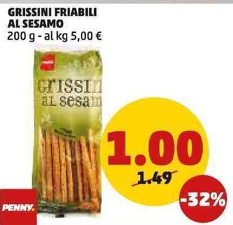 PENNY GRISSINI FRIABILI AL SESAMO 200 g offerta