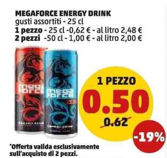 PENNY MEGAFORCE ENERGY DRINK gusti assortiti - 25 cl offerta