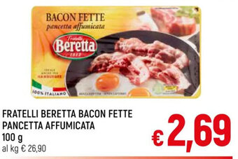 Famila Market FRATELLI BERETTA BACON FETTE PANCETTA AFFUMICATA 100 g offerta