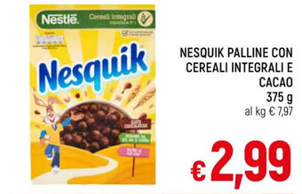 Famila Market NESQUIK PALLINE CON CEREALI INTEGRALI E CACAO 375 g offerta