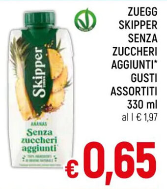 Famila Market ZUEGG SKIPPER SENZA ZUCCHERI AGGIUNTI* GUSTI ASSORTITI 330 ml offerta