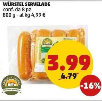 PENNY WÜRSTEL SERVELADE conf. da 8 pz 800 g offerta