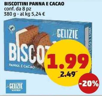 PENNY BISCOTTINI PANNA E CACAO conf. da 8 pz 380 g offerta