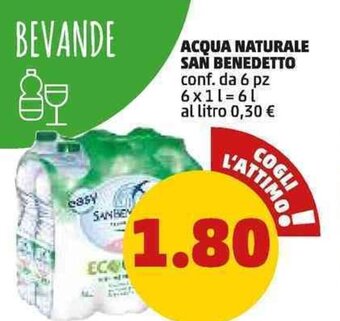 PENNY ACQUA NATURALE SAN BENEDETTO conf. da 6 pz 6x1 l offerta