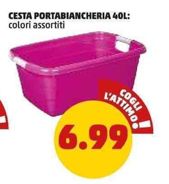 PENNY CESTA PORTABIANCHERIA 40L offerta