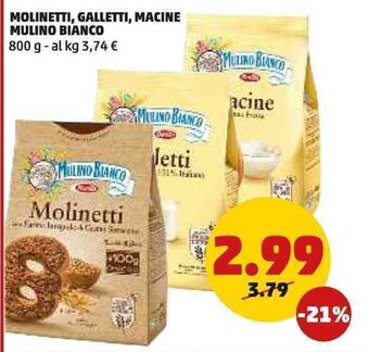 PENNY MOLINETTI, GALLETTI, MACINE MULINO BIANCO 800 g offerta