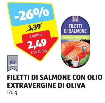 ALDI FILETTI DI SALMONE CON OLIO EXTRAVERGINE DI OLIVA 170 g offerta
