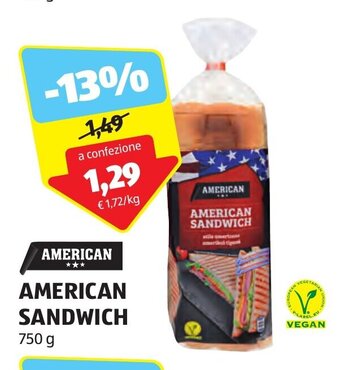 ALDI AMERICAN SANDWICH 750 g offerta