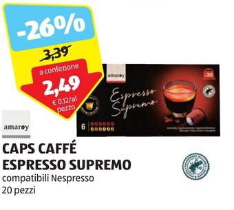 ALDI amarøy CAPS CAFFÉ ESPRESSO SUPREMO 20 pezzi offerta