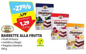 ALDI HAPPY HARVEST BARRETTE ALLA FRUTTA 150 g offerta