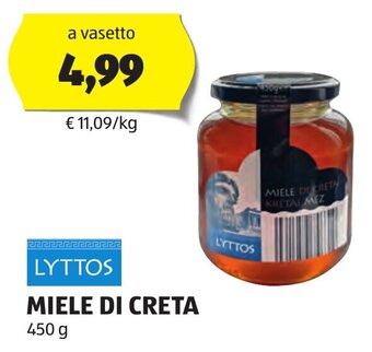 ALDI LYTTOS MIELE DI CRETA 450 g offerta