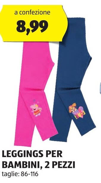 ALDI LEGGINGS PER BAMBINI, 2 PEZZI 86-116 offerta
