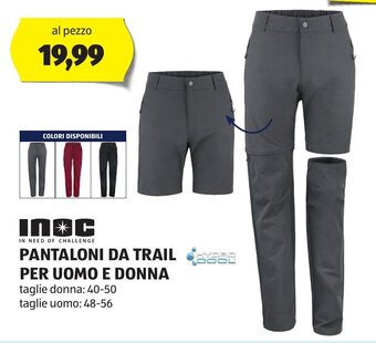 ALDI PANTALONI DA TRAIL 2 PER UOMO 48-50 E DONNA 40-50 offerta