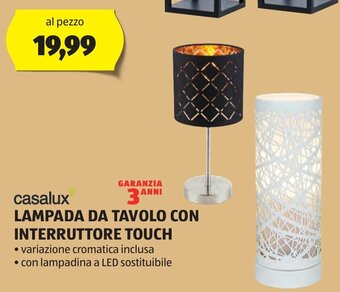 casalux LAMPADA DA TAVOLO CON INTERRUTTORE TOUCH