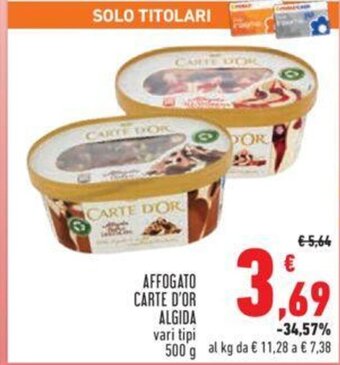 Conad AFFOGATO CARTE D'OR ALGIDA vari tipi 500 g offerta
