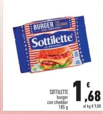 Conad SOTTILETTE burger con cheddar 185 g offerta