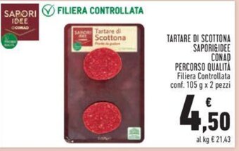 Conad TARTARE DI SCOTTONA SAPORI&IDEE CONAD PERCORSO QUALITÀ conf. 105 g x 2 pezzi offerta
