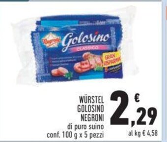 Conad WÜRSTEL GOLOSINO NEGRONI conf. 100 g x 5 pezzi offerta