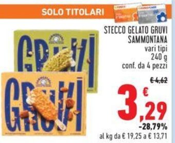 Conad STECCO GELATO GRUVI SAMMONTANA vari tipi 240 g conf. da 4 pezzi offerta
