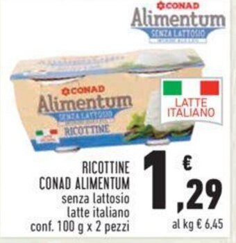 Conad RICOTTINE CONAD ALIMENTUM conf. 100 g x 2 pezzi offerta